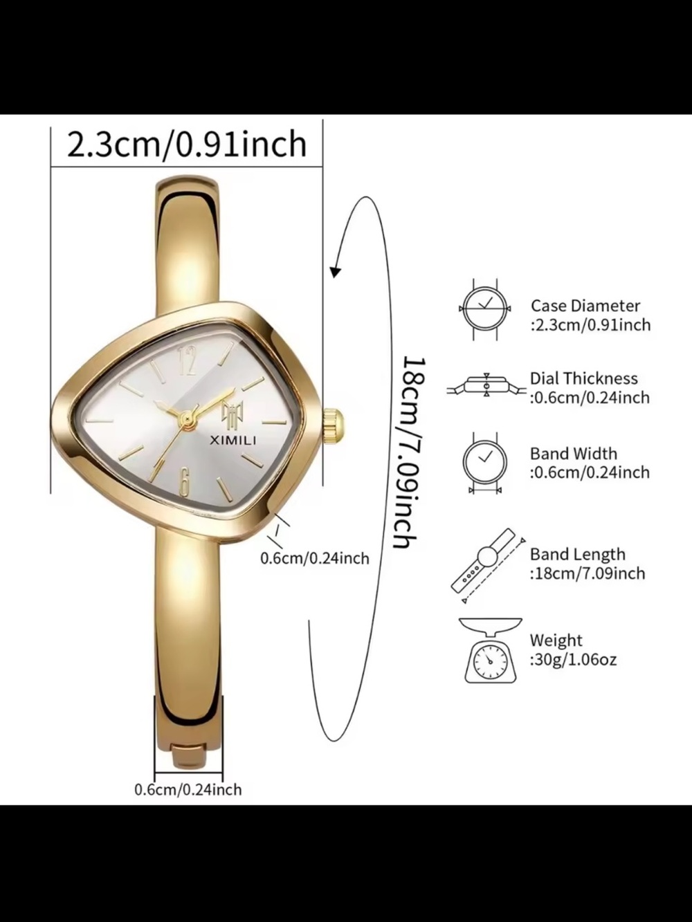 Nordstrom Gold Triangular Bangle Watch - Picture 2 of 2